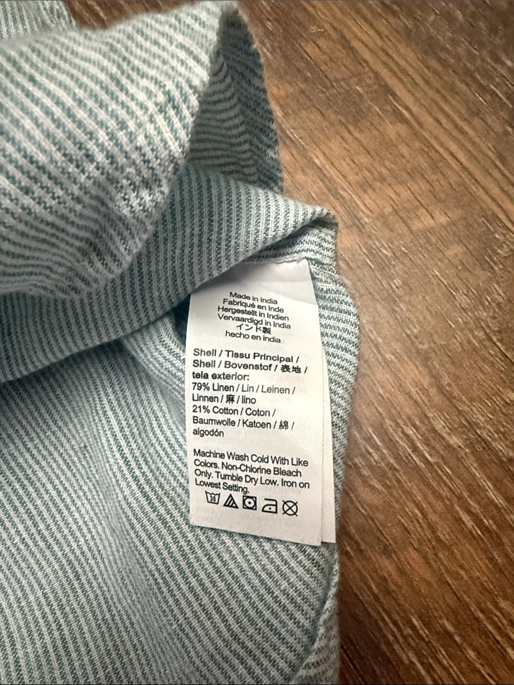 J. Crew Slim Fit Linen Blend Button Down Shirt Green White Stripe XL